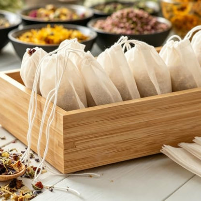 TUZAZO 50 Pcs Muslin Bags with Drawstring 4 x 6 inch, Reusable Tea Bags for Loose Leaf Tea, Natural Cotton Unbleached Cheesecloth Small Spice Bag for Cooking Soup Herb Sachet Bag Empty - size: 4x6 inch, 50 pcs