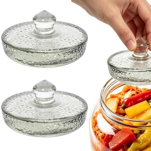 Glass Fermentation Weight with Easy Grip Handle,2 Pack Large and Heavy Fermenting Weights for 3.9inch Wide Opening Gallon Jars,Dishwasher Safe - size: Large