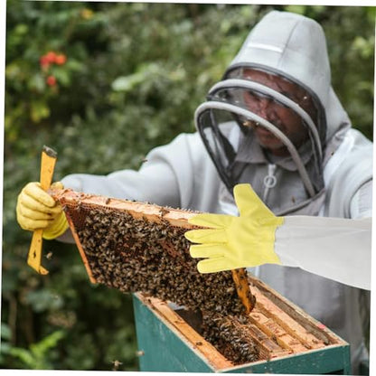 VICASKY Elastic Cuffs Beekeeping Gloves Long Sleeve Bee Keeper Safety Gear Leather and Canvas Multipurpose