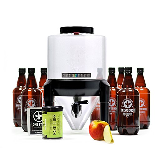 Hard Cider Kit w/Bottles – NO AIRLOCK OR SIPHON REQUIRED – Conical Fermenter Eliminates Sediment and Makes Wicked-Good Home Made Hard Cider - 2 Gal. Hard Cider Recipe included