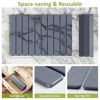 Large Stone Dish Drying Mat for Kitchen Counter, 24"(L)×16"(W), Collapsible Quick Dry Stone Dish Mats, Super Absorbent Diatomaceous Earth Drying Pad for Dishes Bottles Cups, Countertops (Marble) - color: Marble