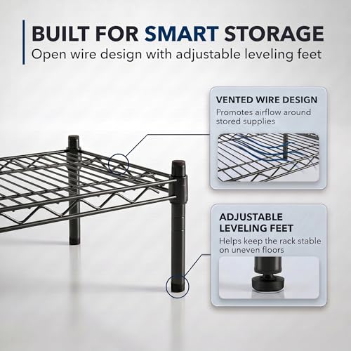 24" x 24" x 14" Black Epoxy Wire Storage Shelf, Dunnage Rack, Commercial 1 Tier Small Shelf - color: Black, size: 24"D x 24"W x 14"H