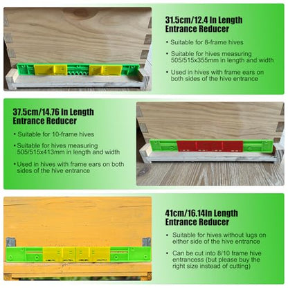 12 Pcs Entrance Reducer and Mouse Guard, for 10-Frame Bee Hive Entrance Reducer, Red Adjustable Door Panel Beehive Entrance Gate, Beekeeper Tool Length 14.76 Inch - size: 14.76in-12P-Beehive Entrance-Green+Red