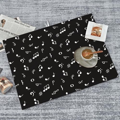 Music Note Dish Drying Mat Black and White Musical Lover Drying Rack Pad Countertop Dishes Ultra Absorbent Microfiber Kitchen Counter Mat 18x24 Inch - color: Black