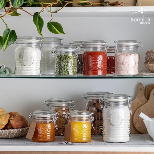 Bormioli Rocco Officina 1825 Clear Jar with Swing Top - Clear, Set of 3 - color: Officina Clear