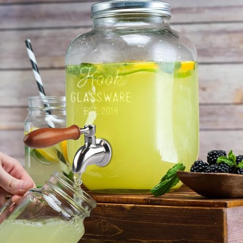 1 Pack Stainless Steel Spigot Long Wooden Handle Beverage Dispenser Spigot Replacement Metal Faucet for Glass Jar, Drink Dispenser by MUGLIO - color: Wooden Handle