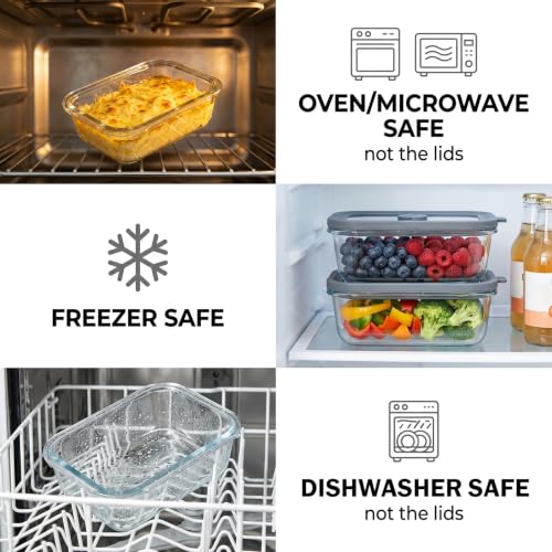 10 Pack 13oz Glass Meal Prep Containers with Glass Lids | Glass Food Storage Containers with Glass Lids, Airtight Lunch Containers for Microwave, Oven, Freezer and Dishwasher