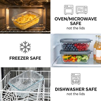 10 Pack 13oz Glass Meal Prep Containers with Glass Lids | Glass Food Storage Containers with Glass Lids, Airtight Lunch Containers for Microwave, Oven, Freezer and Dishwasher