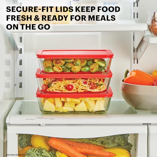 Pyrex Simply Store Glass Food Storage Container, Snug Fit Non-Toxic Plastic BPA-Free Lids, Freezer Dishwasher Microwave Safe, 6 Cup - size: 6 Cup
