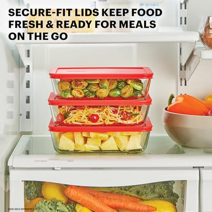 Pyrex Simply Store Glass Food Storage Container, Snug Fit Non-Toxic Plastic BPA-Free Lids, Freezer Dishwasher Microwave Safe, 6 Cup - size: 6 Cup