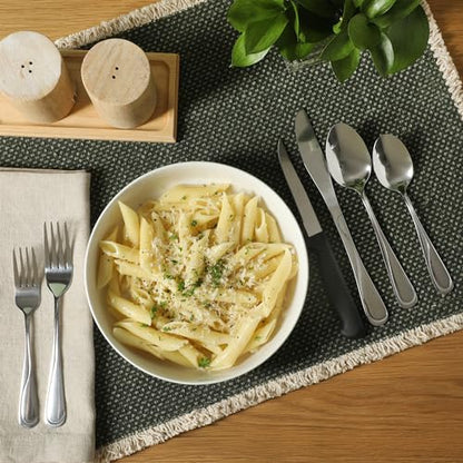 Gibson Home Trillium Plus 24-Piece Stainless Steel Flatware Utensil Set with Steak Knives – Silverware Service for 4 with Teardrop Handle Design - size: Service for 4 (24pcs)