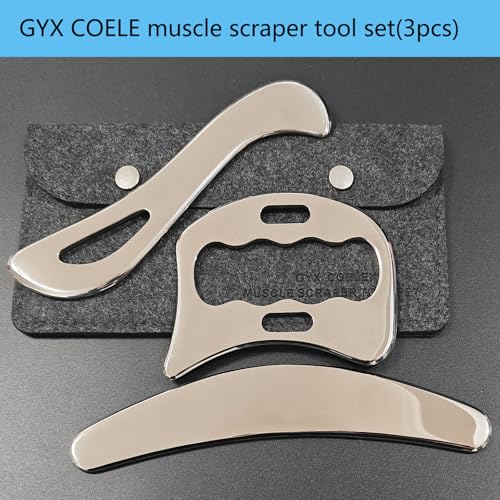 Muscle Scraper Stainless Steel IASTM Massage Tools Set,Gua Sha Scraping Tools for Physical Therapy(3pcs) - style: GYX COELE-02