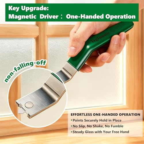 Magnetic Glazier Driver Push Tool (2-Pack) for Picture Frame Hardware with 200pcs Glazing Points | Kit for Window Glass Framing Backing Clips