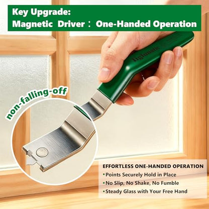 Magnetic Glazier Driver Push Tool (2-Pack) for Picture Frame Hardware with 200pcs Glazing Points | Kit for Window Glass Framing Backing Clips