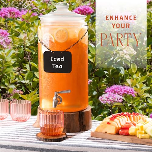 2 Gallon Glass Drink Dispenser with Spout for Parties - Tall Airtight Mason Style Beverage Serveware Stand with Metal Spigot for Kombucha, Water, Juice, Punch, Cocktails, Ice Tea & Sun Tea - size: 2 Gallon