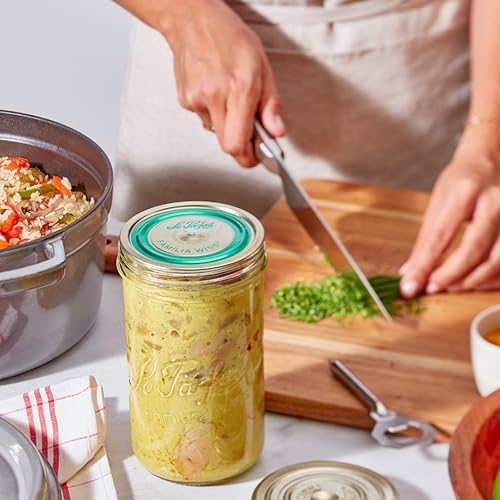 Le Parfait Familia Wiss 32oz (1L) Wide Mouth Glass Canning Jars – 4PK Made in France, Airtight 2-Piece Lid, Reusable Zero Waste & Eco-Friendly for Kitchen Storage, Meal Prep, Fermentation & Baking - color: 32oz (Set/4)