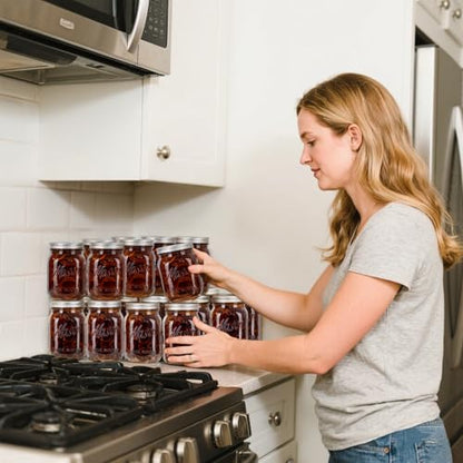 WELLIFE Amber Mason Jars, 6 Pack wide mouth mason jars for Pickling, Canning, Fermenting and Food Storage, Microwave Safe