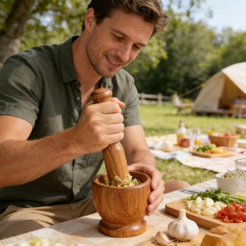 Sauerkraut Pounder Manual Wooden Masher, Vegetable Fermentation Tamper, Pickle Packer Tool, Kitchen Food Prep | Wooden Crusher Tool For Meat Vegetable Pickle Cabbage Food (Khaki) - color: Khaki