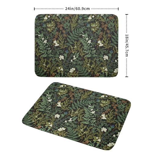 Green Plants Dish Drying Mat for Kitchen Counter Microfiber Absorbent Dish Draining Reusable Washable Foldable Extra Large 18"x24" - size: 24" x 18"