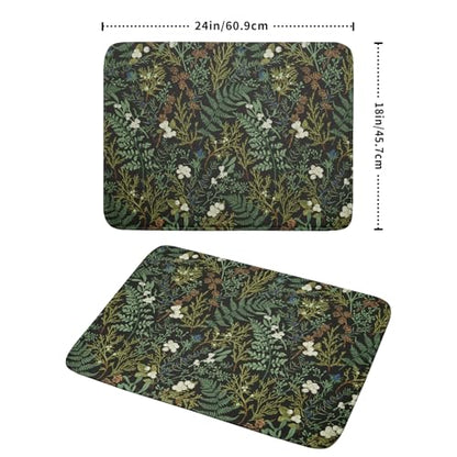 Green Plants Dish Drying Mat for Kitchen Counter Microfiber Absorbent Dish Draining Reusable Washable Foldable Extra Large 18"x24" - size: 24" x 18"
