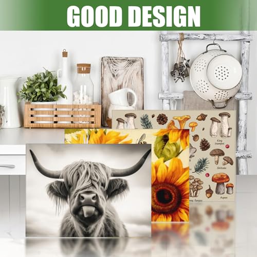 Large Dish Drying Mats For Kitchen Counter Microfiber Kitchen Drying Mat XL Draining Pad Absorbent Quick Drying Dish Mat 18x24 Inch - Cow Face - color: Cow Face