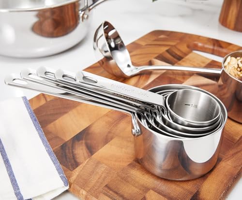 KEAWELL Premium 5-Piece Measuring Cups Set –1/4, 1/3, 1/2, 2/3, and 1 cup-18/10 Stainless Steel - Upscale, Durable, Stackable, Dishwasher Safe (Silver, 5PC Measuring Cups) - size: 5PC Measuring Cups