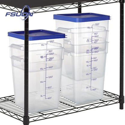 4 Pack 18 Qt Square Polycarbonate Food Storage Containers with Lids | Clear BPA-free PC with lids, side handles, measurement scale and stackable design; for food prep, storage and freezer use. - color: 18Qt
