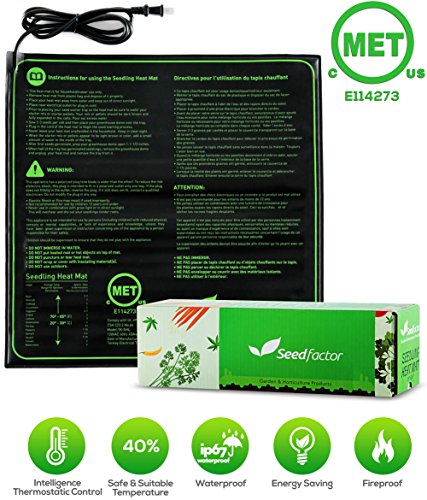MET Certified Seedling Heat Mat, Seedfactor Waterproof Durable Germination Station Heat Mat, Warm Hydroponic Heating Pad for Indoor Home Gardening Seed Starter(20" x 20") - size: 1 Pack-20" X 20"