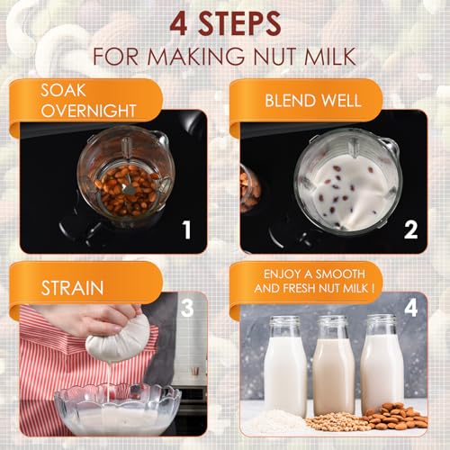 Nut Milk Bag, SANTOW Natural Cheesecloth Bag, 2 Pack 12"x12" 100% Unbleached Cotton Cloth Bag Drawstring Filter for Cheese, Yogurt, Juice, Wine, Cold Brew Coffee and Vegan Milk, Almond Milk Strainer