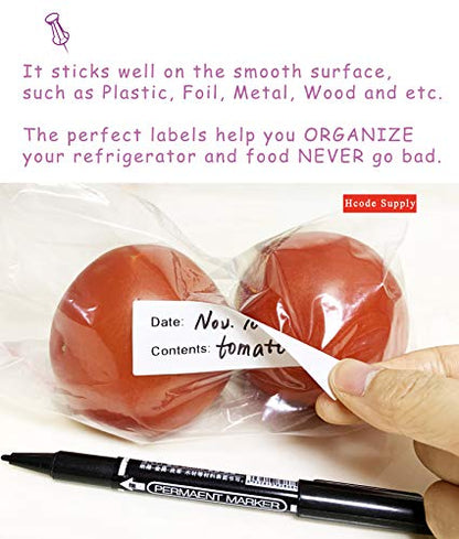 Hcode 2 x 3'' Self-Adhesive Removable Freezer Food Labels- Easy Clean Leaves No Residue- Cooler Food Storage Freezer Stickers Plastic Paper Perfect for Reusable Containers 300 Stickers (2x3 Fill in) - size: 2*3 fill in