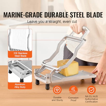 VEVOR Cheese Slicer, Butter Cutter with 0.39" & 0.78" Cheeser Butter Cutting Blade, Detachable Cheese Slicer Wire, Aluminum Alloy Commercial Cheese Cutter with 316 Stainless Steel Knife Wire - size: 0.39" & 0.78"