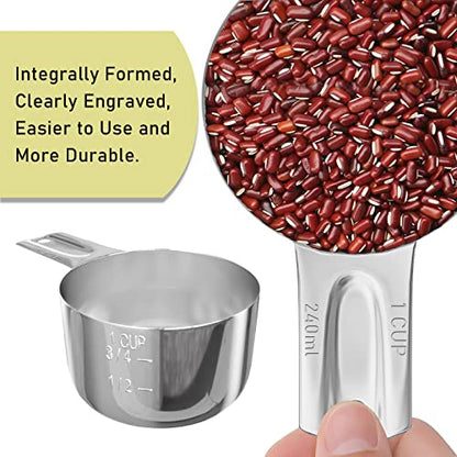 1PCS 1Cup (240ml, 8oz) Single Measuring Cup, Stainless Steel Measure Scoop, Metric and US Measurement, Dishwasher Safe - size: 1cup|240ml|8oz