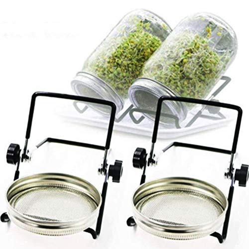 Sprouting Jar Lid (32oz Glass Jars) with 4 Pack Stainless Steel Sprouting Stands for Wide and Wide Mouth Mason Jar for Growing Organic Sprouts, Stainless Steel