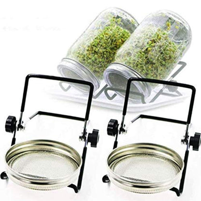 Sprouting Jar Lid (32oz Glass Jars) with 4 Pack Stainless Steel Sprouting Stands for Wide and Wide Mouth Mason Jar for Growing Organic Sprouts, Stainless Steel