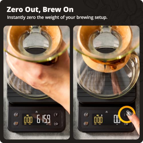 Greater Goods Coffee Scale with Timer, 0.1g Precision Digital Espresso & Pour Over Scale for Chemex, V60, Drip & Matcha Weighing, Waterproof Silicone Cover, 6.6lb Barista Brew Capacity (Onyx Black) - color: Onyx Black