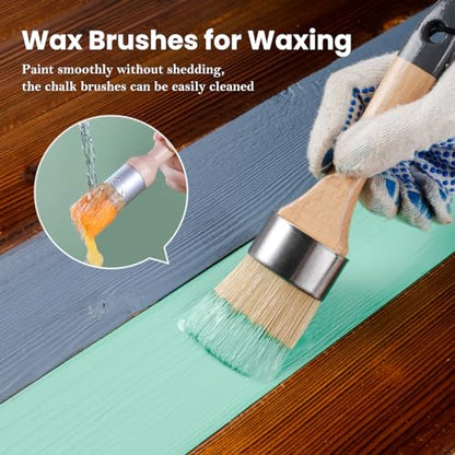 Mister Rui Chalk Wax Paint Brush, 5pcs, Wax Brushes for Waxing and Stenciling, Natural Bristles Round Paint Brushes, Ideal for DIY Home Decor, Art Crafts - size: 5PCS, 1 Large, 1 Medium, 3 Small