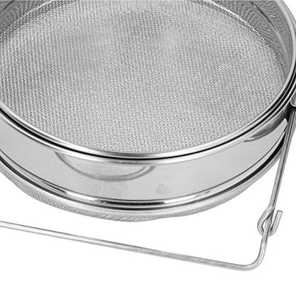 Honey Filter Stainless Steel Beekeeping Double Honey Sieve Strainer Apiary Equipment Durable Food Grade 304 Stainless Steel Honey Filter with Double Screen for Beekeepers and