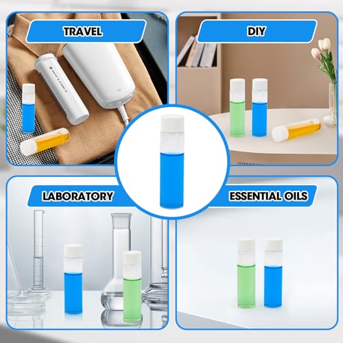 20ml Clear Glass Vials with Screw Caps and Plastic Stoppers, Small Liquid Sample Vial, Leak-Proof Vial, 25PCS(White Cap) - color: CLEAR, size: 20ml