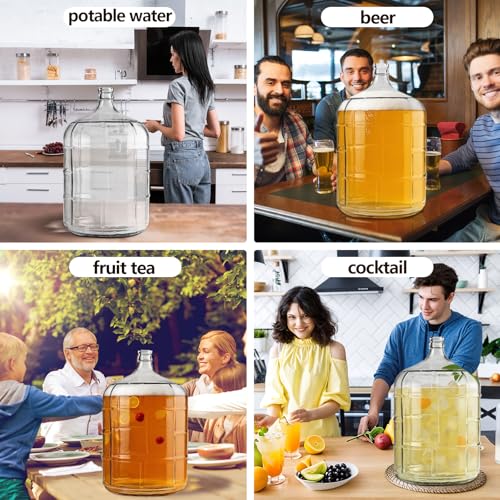 Maxdot 5 Gallon Glass Water Jug with Water Jug Stand and Dispenser Valves, Carboy Fermenter Food Grade for Water Storage, Beer Wine Making and Fermentation Making Equipment