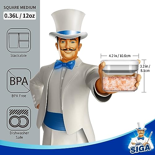 MR.SIGA 4 Pack Airtight Food Storage Container Set, BPA Free Kitchen Pantry Organization Canisters, One-handed Airtight Cereal Snack Candy Storage Containers, 360ml / 12.2oz, Small, White - color: White