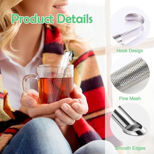 2 Pcs Stainless Steel Tea Diffuser, Stainless Steel Tea Strainers for Loose Tea with Hanging Hook Handle，Stainless Steel Long Handle Tea Steeper Diffuser for Leaf Tea, Coffee, Spices, Seasonings - color: 101 pcs