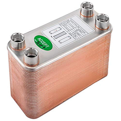 BestEquip Heat Exchanger 3"x7.5" 60 Plates Brazed Plate Heat Exchanger 316L 1/2" BSP FPT Heat Exchanger EATB12 Beer Wort Chiller for Hydronic Heating - size: 60