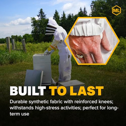 Mann Lake ProVent Beekeeping Suit, Professional Grade Protective Bee Gear with Reinforced Knees, Heavy-Duty Elastic Openings, Covered Zippers, Hand Loops, and Velcro Pockets for Tools, X-Small - size: X-Small