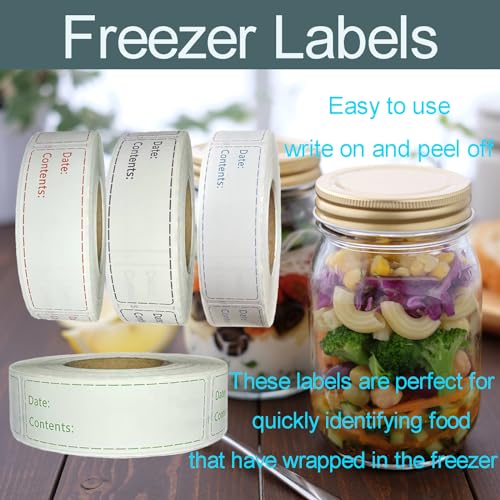 1000pcs Freezer Labels,1x3 inch for Food containers,Food Labels Quick and Easy to Remove- Easy to Write on(Black) - color: Black-2 Rolls 1000pcs, size: 2 Rolls 1000pcs