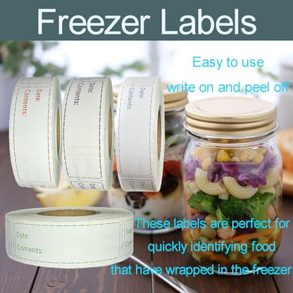 1000pcs Freezer Labels,1x3 inch for Food containers,Food Labels Quick and Easy to Remove- Easy to Write on(White) - color: White-2 Rolls 1000pcs, size: 2 Rolls 1000pcs