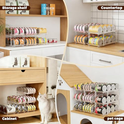 Can Organizer for Pantry, Modular 2-Tier Adjustable Canned Cat Food Organizer for Soup Cans, Dog Food Cans & Beverage Cans, Clear Can Rack for Pantry and Fridge - size: 2 Tiers-6 Pcs
