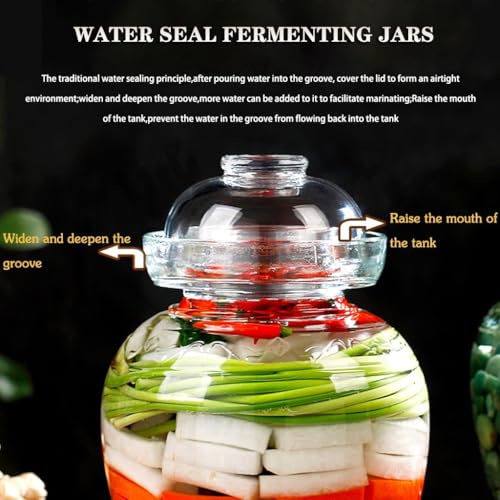 Fermentation Crock 4 Capacity Options Pickle Jar, Transparent And Visible Glass Kimchi Jar, Water Seal Fermenting Jars, Mushrooms/cauliflower(7.5kg) - size: 7.5kg
