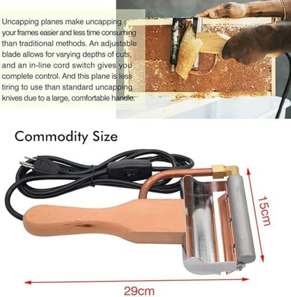 Electric Honey Extractor Equipment, Stainless Steel Honey Uncapping Knife, with Wood Handle, Beeswax Heating Cutter for Beekeeper Honey Collection