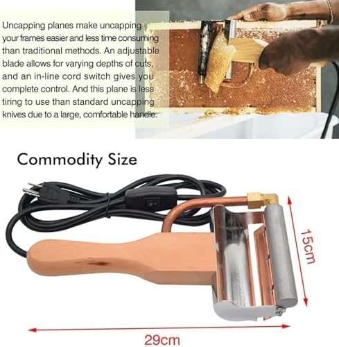 Electric Honey Uncapping Knife, Stainless Steel Scraping Honey Extractor, Wood Handle Beeswax Heating Cutter, Reusable Beeswax Heating Cutter for Apiary, Beekeeper