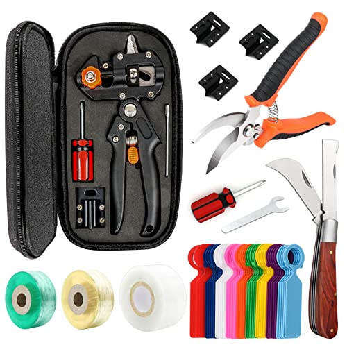 Upgrage Garden Grafting Tools, 2 in 1 Garden Pruning Tools Including Grafting Knife, Pruning Shears, Replacement Blades Grafting Tapes and Labels for Plant Branch Fruit Tree Cutting Pruner Tool Kits - style: Upgrade Garden Grafting Tool